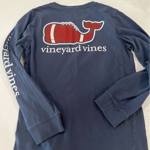 Boys Vineyard Vines long sleeve T shirt with football whale